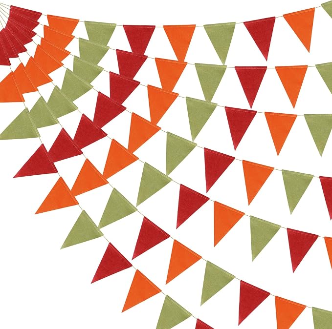 HESTYA 42 Pieces Colorful Pennant Banner Flag Orange Red Green Bunting Triangle by Hestya