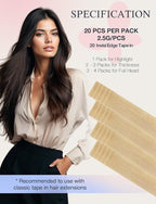 DOORES Invisi Edge Tape in Hair Extensions Real Human Hair, Drity Blonde Mixed Platinum Blonde 10 Injection Tape-ins with 10 Injection Tape-ins 50g 22 Inch, Injected Tape in