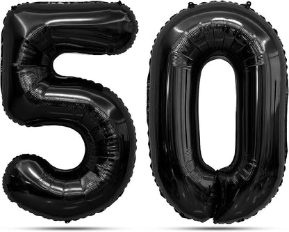 Black Number Balloons 50 Balloon Numbers 50th Number Balloon Foil Mylar Party by STARKET