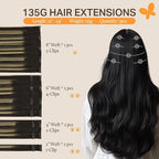 DOORES Clip in Hair Extensions Real Human Hair, Balayage Natural Black to Light Blonde 18 Inch 135g 7pcs, Extensions Real Remy Clip ins Natural Thick Weft for Women
