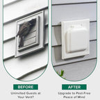 NO-PEST VENT, Exclusive Dual Door Dryer Vent Cover Outdoor 4 inch, Made in USA w Highest UV Resistant Plastic in any Outdoor Vent Cover, No Lint Collecting Screen (Tan, 4” Metal Vent With Duct Tube)