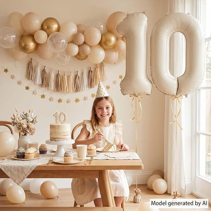 Cream Number 10 Balloon 40 Inch, Foil Numeral Set - Image 2