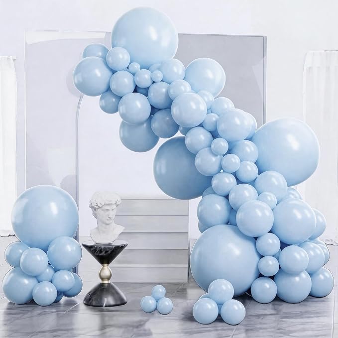 PartyWoo Pearl Light Blue Balloons 140pcs Baby Pastel Blue Color | 18 12 10 5 by PartyWoo
