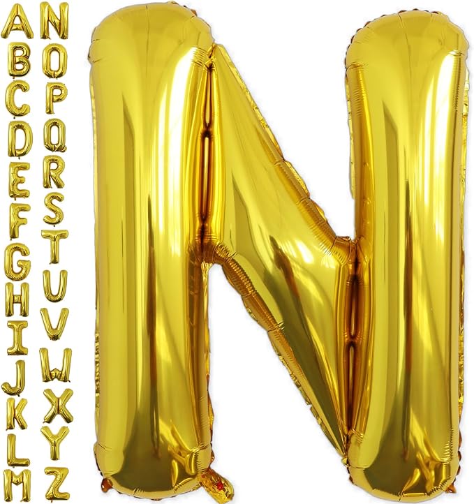 VHUWE 40 inch Gold Letter N Balloon, Big Size Alphabet Foil Mylar Helium by VHUWE