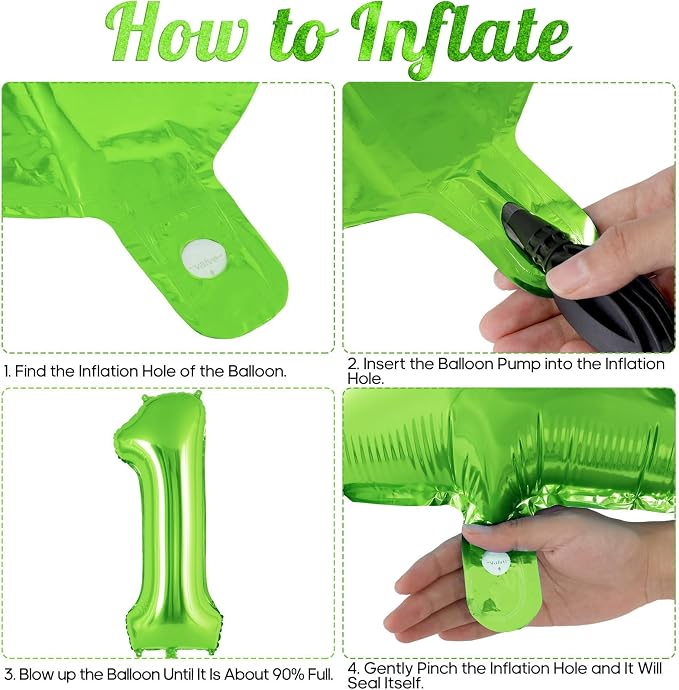Green Number 1 Balloon 40 Inch, Big Large Foil Helium Number Balloons, Jumbo - Image 7