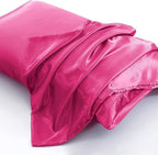 Aormenzy Satin Pillow Cases for Women Standard Size Set of 2, Hot Pink Satin Pillowcase for Hair with Envelope Closure Silky Pillow Covers Wrinkle, Fade Resistant (20x26 Inches)