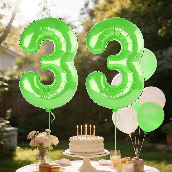 40 Inch Number 33 Balloons for 33rd Birthday Party Decorations, 0-100 Fruit - Image 3