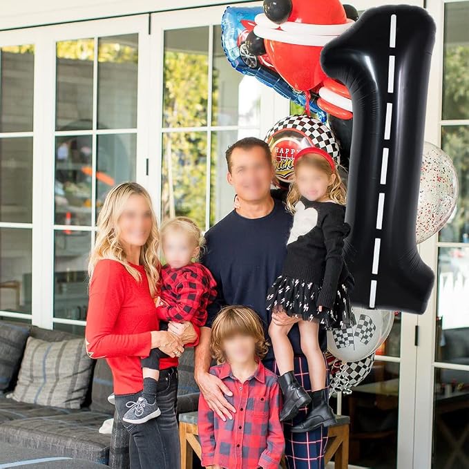 TONIFUL 40 Inch Large Race Car Number 1 Balloon 1st Birthday Decorations | 1st - Image 4