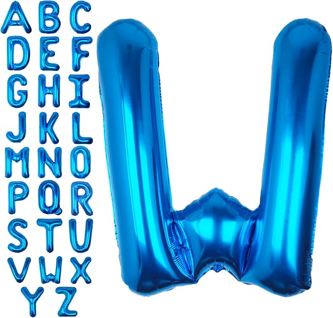 40 Inch Blue Letter W Balloon Big Foil Helium Letter Balloons A-Z | Giant Large by SULALABOO