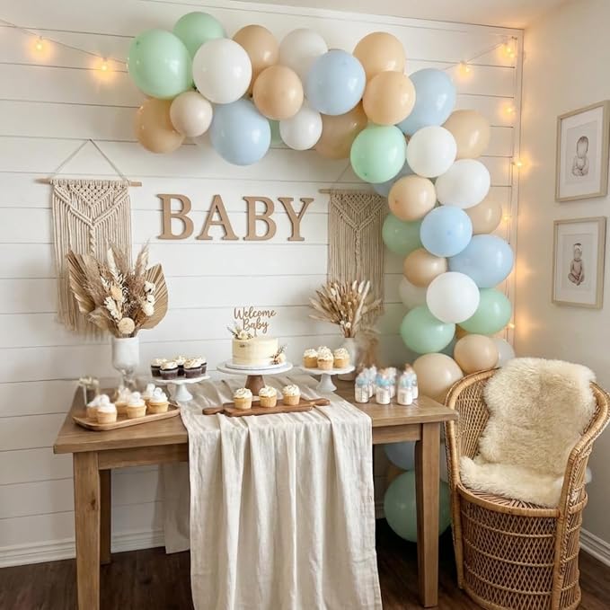 Pastel Blue Green Baby Shower Balloons - Image 4