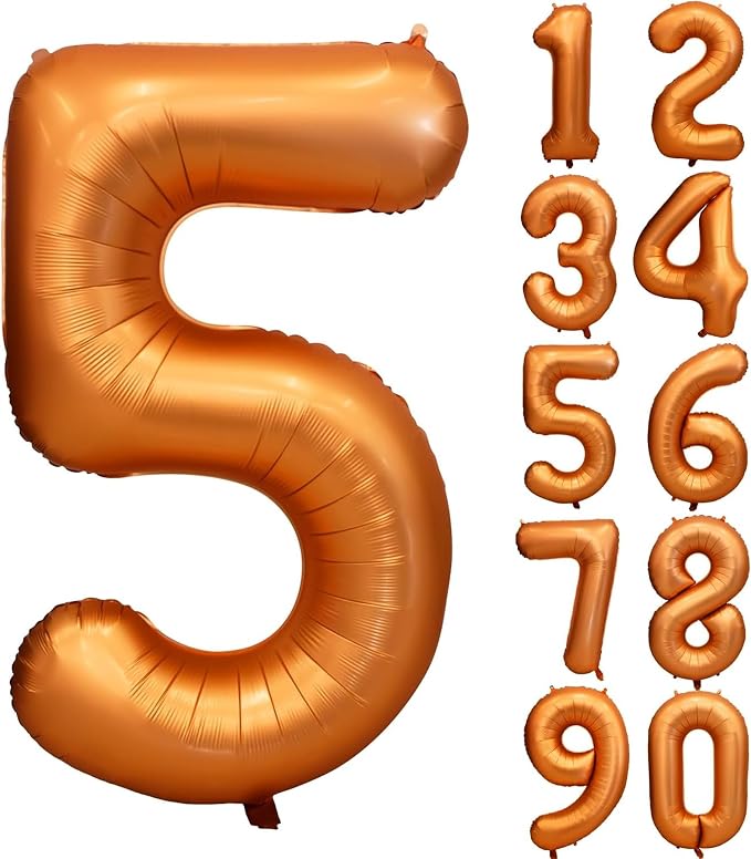 40 Inch Orange Number 5 Foil Balloon Retro Orange Digital 5 Helium Balloon | by YOIOZAIZAI