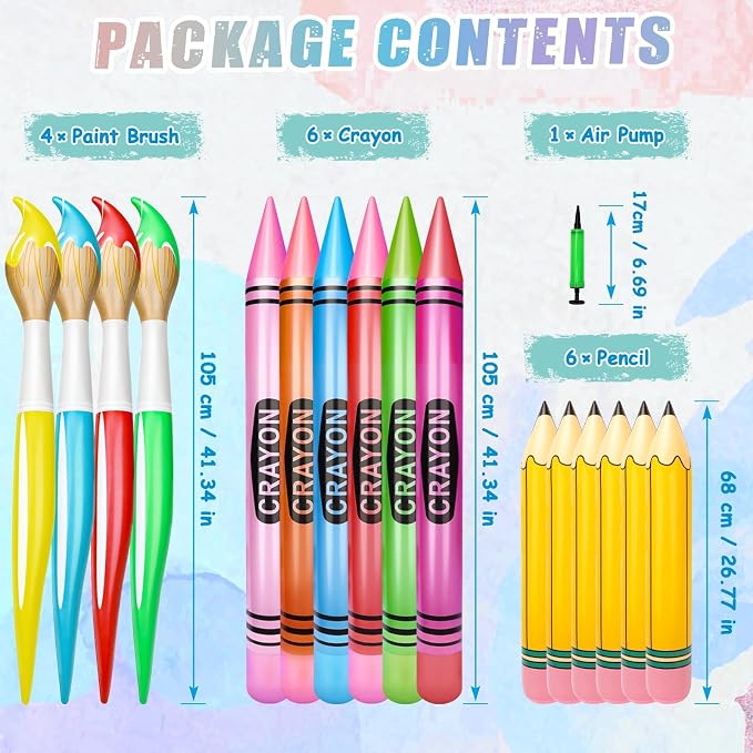 SAYAYA 16 Pcs Large Inflatable Pencil Balloons Set Jumbo Inflatable Crayons - Image 2
