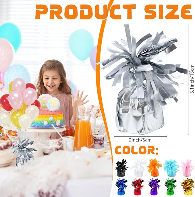 8 Pcs Silver Metallic Balloon Weights Holder Anchors Balloon Holder Weights - Image 2
