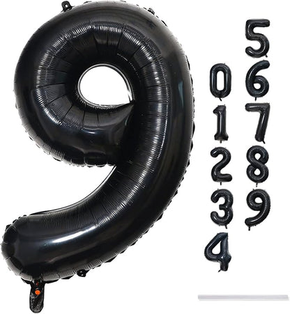 40'' Black Number 9 Balloons, Giant Self Inflating Foil Number Balloons Set 0-9 - Image 9