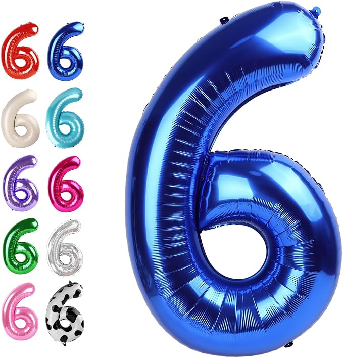 Navy Blue Number 6 Balloon 40 inch, 6th Birthday Party Balloons Decorations | by Upgesy