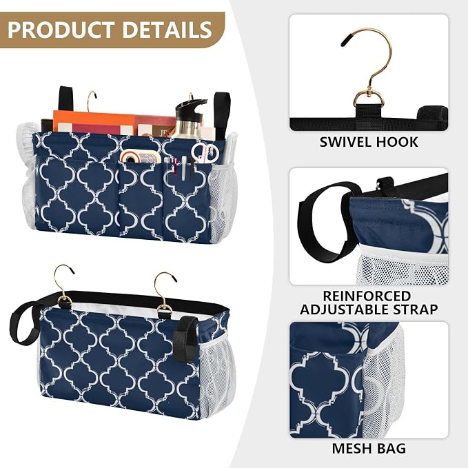 Bedside Caddy Hanging Bunk Bed Caddy Bed Organizer Hanging Pocket - Image 5