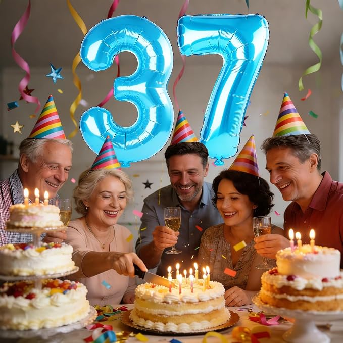 40 Inch Number 37 Balloons for 37th Birthday Party Decorations, 0-100 Jewelry - Image 2