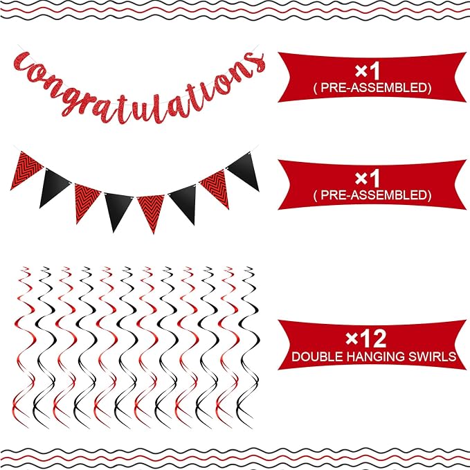 Outus Pre-strung Glitter Congratulations Banner Triangle Flag Banner - Image 2