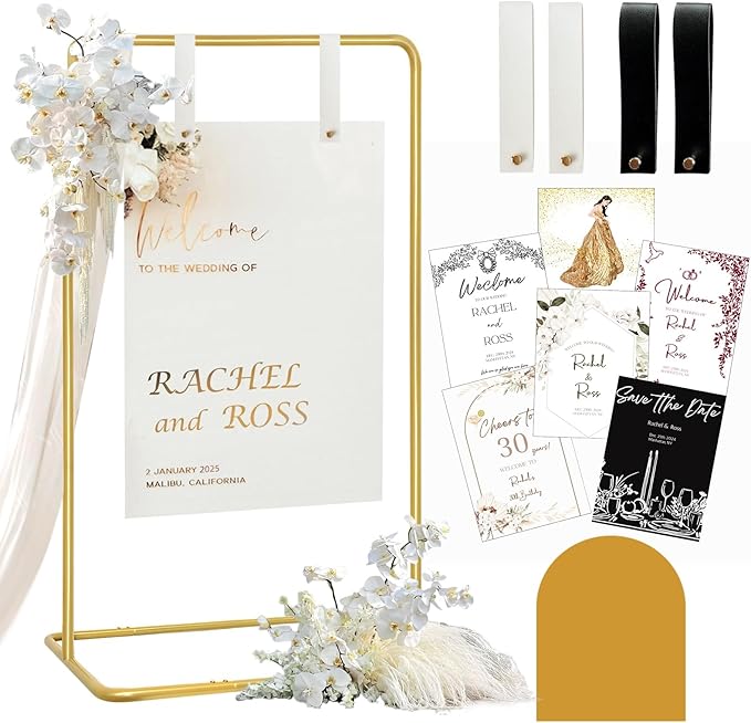 Wedding Sign Holder, Adjustable Welcome to Our Wedding Sign Stand W/Design by Furosa