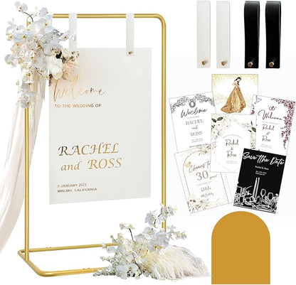 Wedding Sign Holder, Adjustable Welcome to Our Wedding Sign Stand W/Design by Furosa