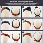 DRESHOW 8 Pack Adjustable Knotted Headbands Non Slip Elastic Yoga Hair Bands Solid Colors Headbands for Women and Girls