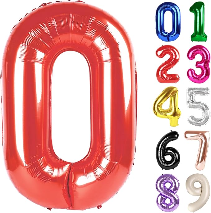 0 Balloon - Red Birthday Number Balloons, 40 Inch Decorations Men Women | Red by ALPHADELTAPI