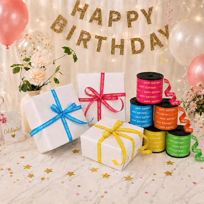 BEISHIDA 6 Assorted Colors Happy Birthday Printed Curling Ribbons Balloon - Image 5