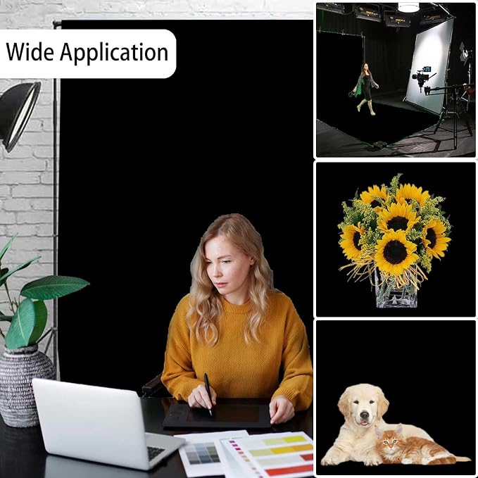 Black Photography Backdrop for Photoshoot, Fabric 10x20ft | Versatile Studio - Image 2