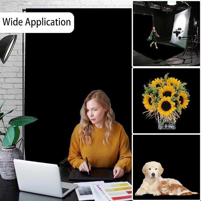 Black Photography Backdrop for Photoshoot, Fabric 6x9ft | Versatile Studio - Image 2
