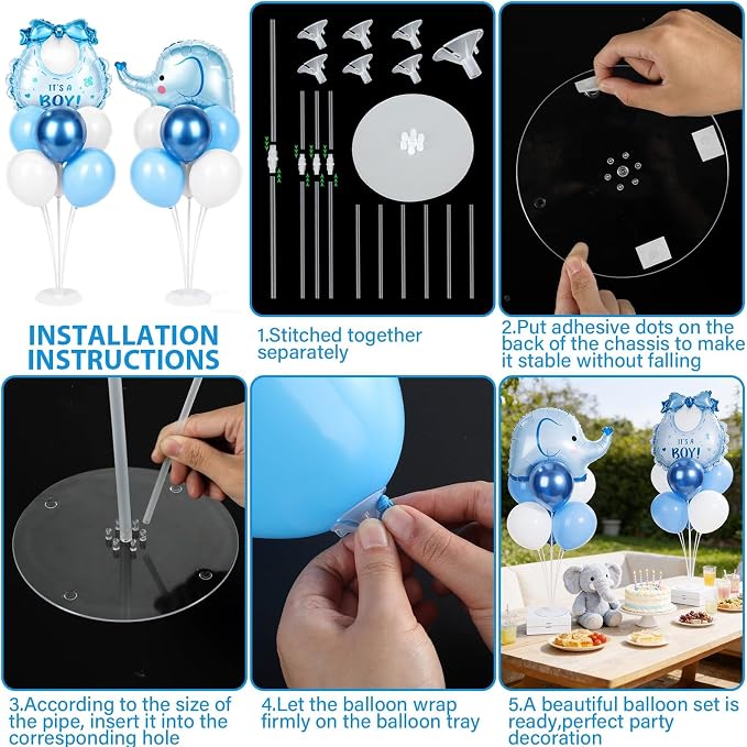 Elephant Baby Shower Decorations Party Balloons Stand Kit 2 Sets - Image 3