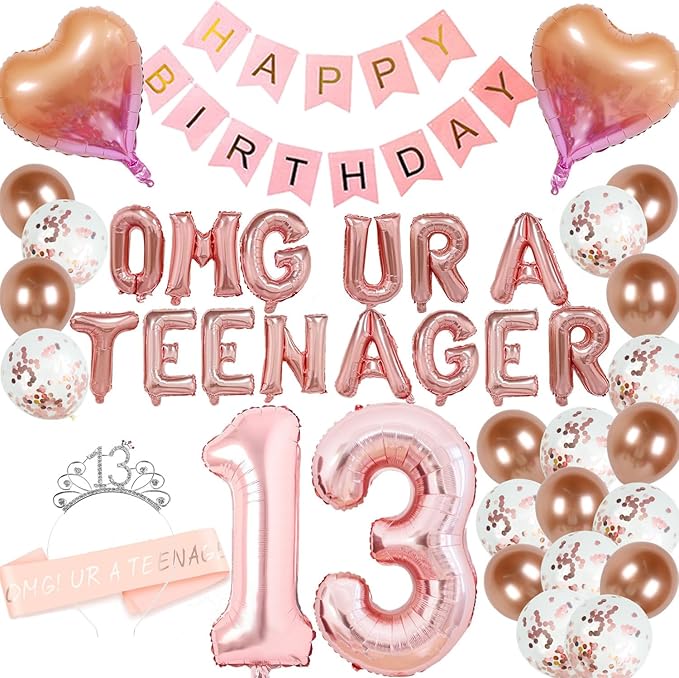 13th Birthday Party Decoration OMG UR A Teenager Birthday Balloons | Thirteen by DUFACAI