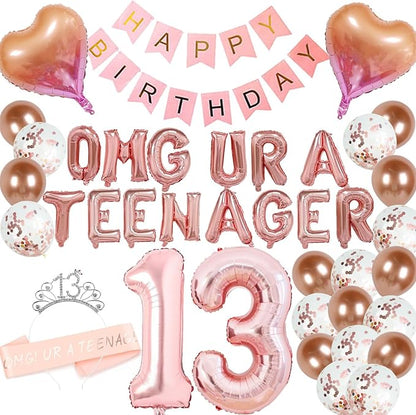 13th Birthday Party Decoration OMG UR A Teenager Birthday Balloons | Thirteen by DUFACAI