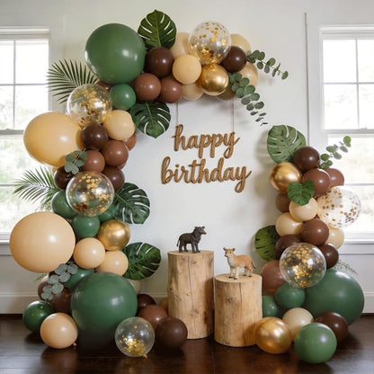 Sage Green Brown Gold Confetti Balloons Arch Kit, Party Decor. | Sage green - Image 7