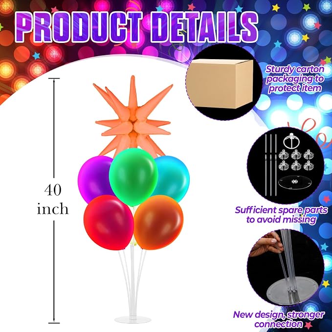 Gejoy 4 Set 40'' Neon Balloons Stand Kit - Image 3