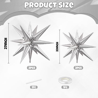 Silver Star Balloons, 22/27 Inch Silver Star Foil Balloons, Aluminum Foil - Image 2