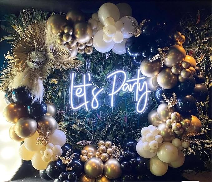 MEBAY Black Gold Silver Balloons Garland Arch Kit, Wedding Backdrop, Baby Shower - Image 7