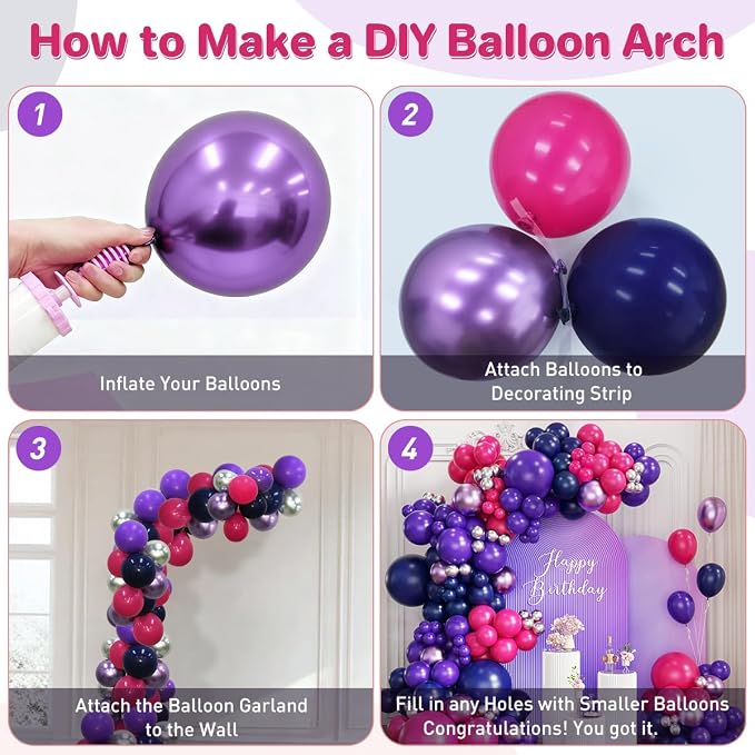 Purple Blue Red Balloon Garland Arch Kit - Image 3