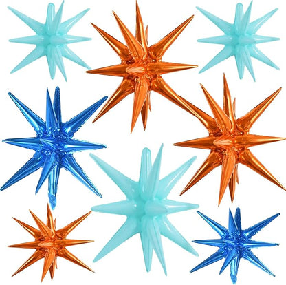 TONIFUL 8 Pcs Blue Orange Explosion Star Foil Balloon Party Decoration | 22 by TONIFUL