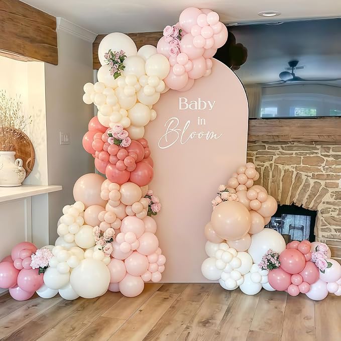 Dusty Pink Balloon Arch Kit 115Pcs Retro Blush Pink Sand White Balloons Garland - Image 3