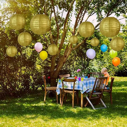 BEISHIDA 12 Inch Gold Paper Lanterns 6 Packs Hanging Round Chinese Lantern | - Image 5