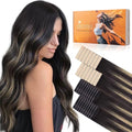 DOORES Invisi Edge Hair Extensions Tape in, Natural Black to Light Blonde 20 Injection Tape-ins with 20 Classic Tape-ins 100g 18 Inch, Injection Tape in Extensions Virgin Hair