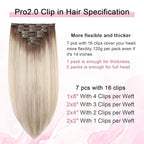 Pro2.0 Clip in Hair Extensions Real Human Hair 120g Thick 7pcs #8/60/18 Ash Brown to Ash Blonde Mix Platinum Remy Real Human Hair Extensions Clip ins 14inch Double Weft（#8/60/18-14inch）