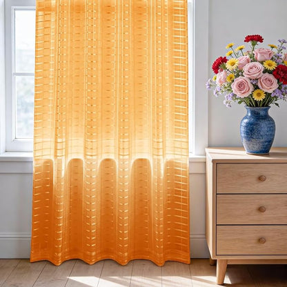 SpaceDresser Check Sheer Curtains 84 Inches Long - Image 3