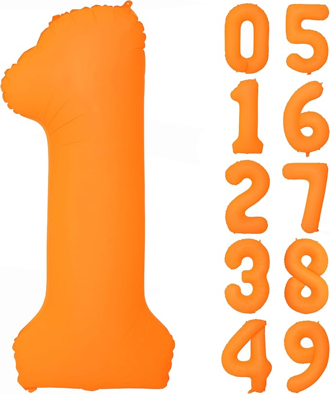 40 IN Orange Birthday Number 1 Balloon Fluorescent Orange Foil Balloon | by YOIOZAIZAI