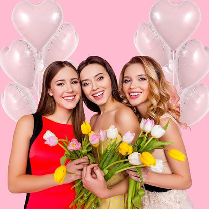 TONIFUL 30 Pcs Baby Pink Heart Balloons 18 Inch Heart Shape Foil Balloon | - Image 4