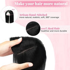 Hair Toppers for Women Real Human Jet Black Hairpieces for Thinning Hair 6x7inch Large Base 360°3D Toppers for Women 14inch Clip in Extensions Add Volume 65g (#1Toppers-14inch)