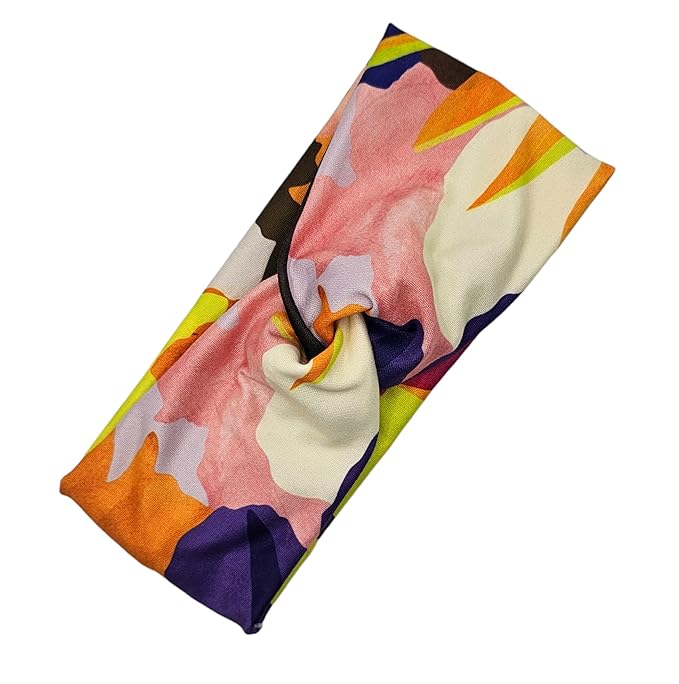 Soft Stretchy Headband, 3-in-1 Versatile Twist Style, One-Piece (Abstract Floral Neons, Adult)