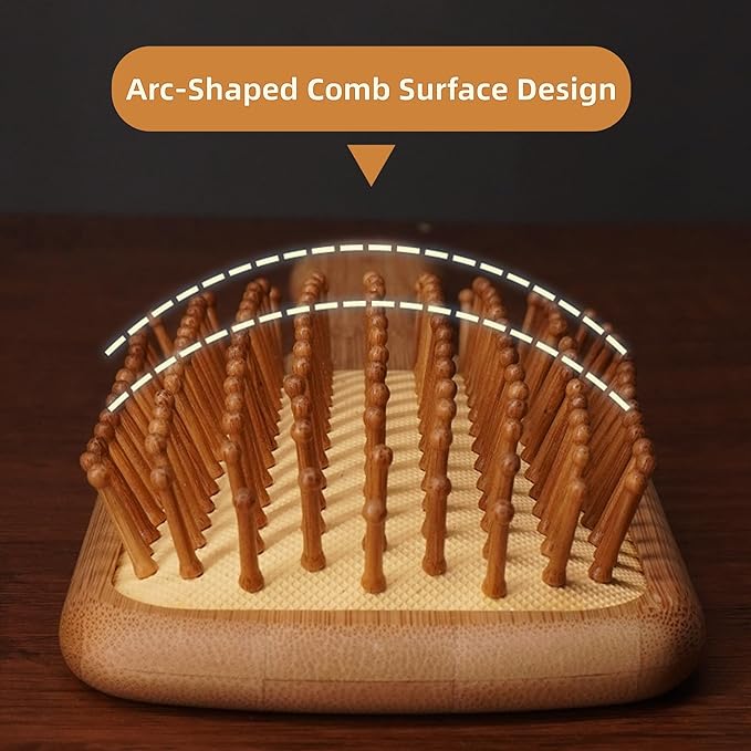 Lindale Wooden Hair Brush for Women Men, Natural Bamboo Detangler Paddle Hairbrush for Hair Growth Massaging Scalp, Reduces Static for Curly Hair with Ergonomic Handle Square