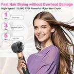 Air Styler Hair Dryer Brush - 110,000 RPM Flexible Hair Styler for Fast Drying/Rotating Curling/Volumizing/Straightening, Auto Wrap Curlers, High-Speed Oval Blow Brush Hair Dryer (Black-Brass)