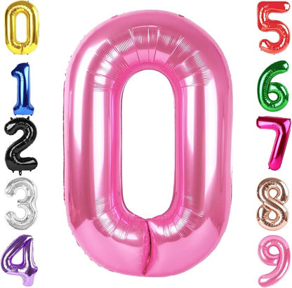 40 Inch Pink Number 0 Balloon Birthday Party Decorations by Hadoife